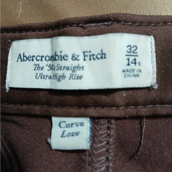 Abercrombie & Fitch Curve Leather 90s Straight Pants-Ultra High Rise Size 32/14 - Picture 3 of 16